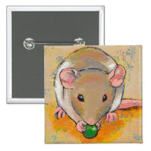 Pet rat adorable cute fun art Cuteness with a Pea Button