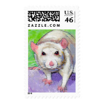 Pet rat cute colorful acrylic painting white rats postage