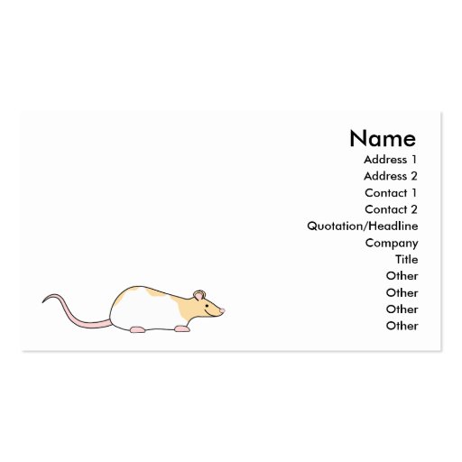 Pet Rat. Fawn and White Hooded Variegated. Business Card Templates (front side)
