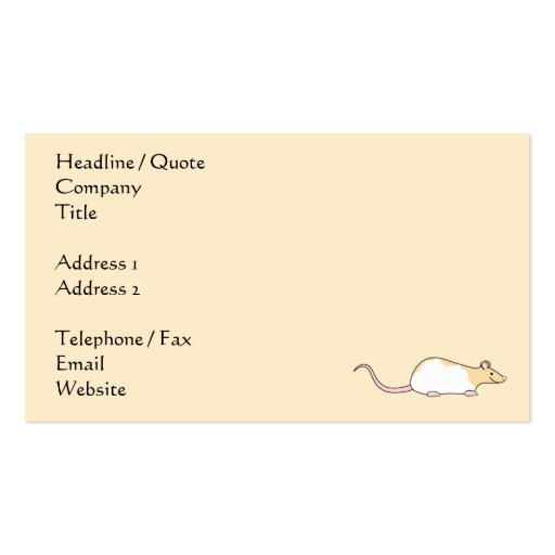 Pet Rat. Fawn and White Hooded Variegated. Business Cards (back side)