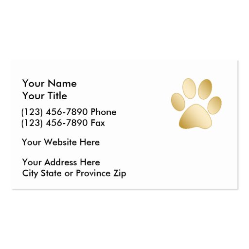Pet Service Business Cards (back side)