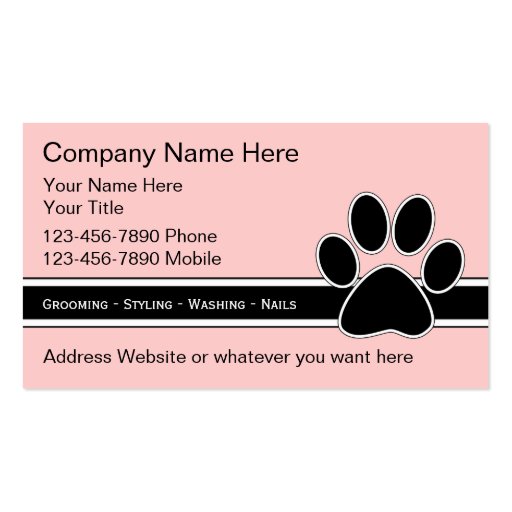 Pet Service Business Cards (front side)