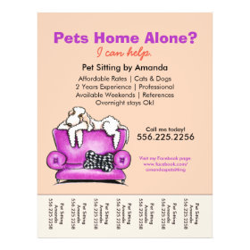 Pet Sitter Ad White Dog Mod Couch Tear Sheet Personalized Flyer