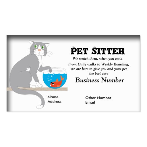 Pet sitter business card (front side)