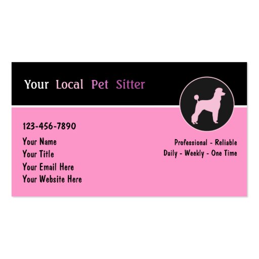 Pet Sitter Business Cards (front side)