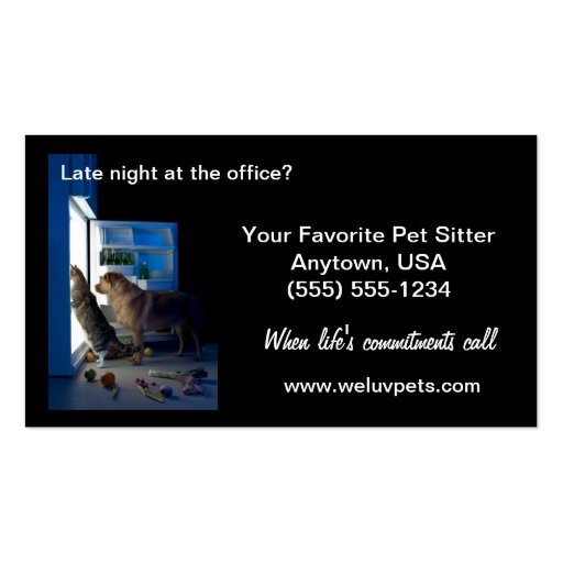 Pet Sitter Business Cards Dog & Cat Home Alone (front side)