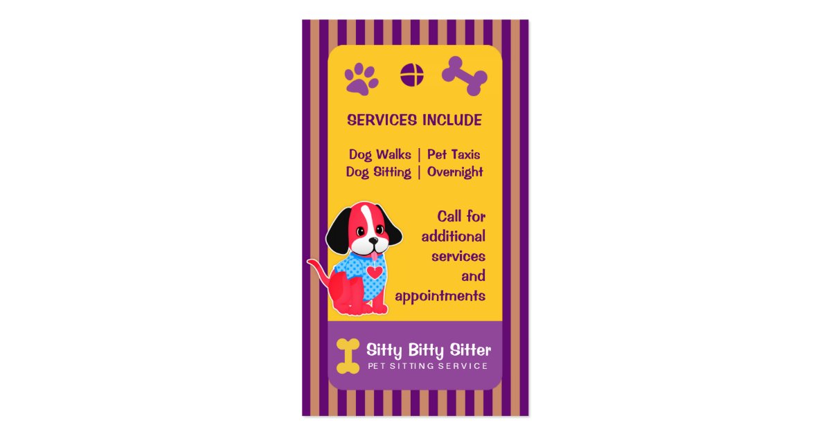 Pet Sitter Cute Dog Sitting Business Card Zazzle