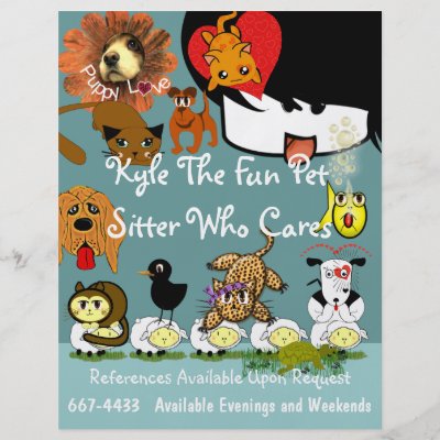Pet Sitter Flyer Lots of Cute Anime Animals by samack