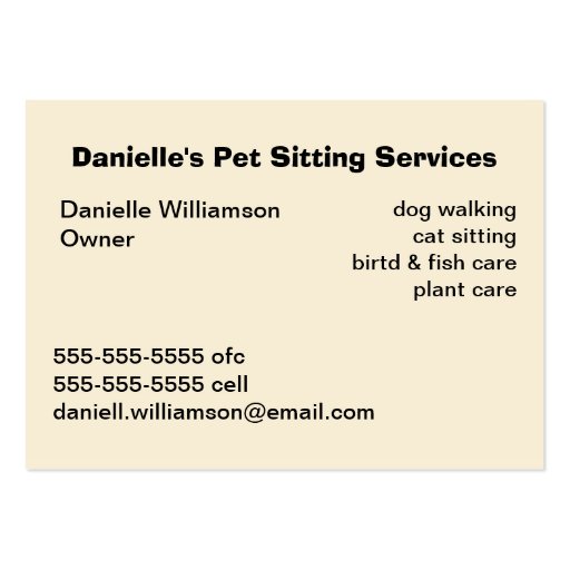 Pet Sitter's Business Red Business Card Template (back side)