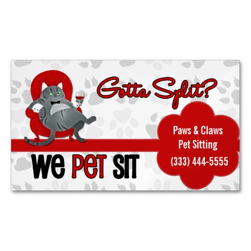 Pet Sitter's Custom Name Funny Gray Cat Business Card Zazzle