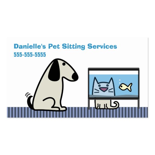Pet Sitter's Dog Cat & Aquarium Business Card (front side)