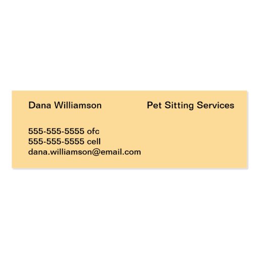 Pet Sitting Business Business Card (back side)