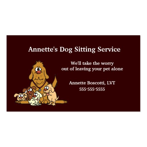 Pet Sitting Dog Babysitter Business Card Template (front side)