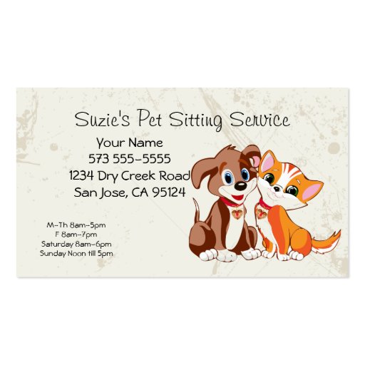 Pet Sitting Service Business Card (front side)
