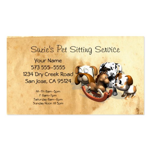 Pet Sitting Service Business Card (front side)