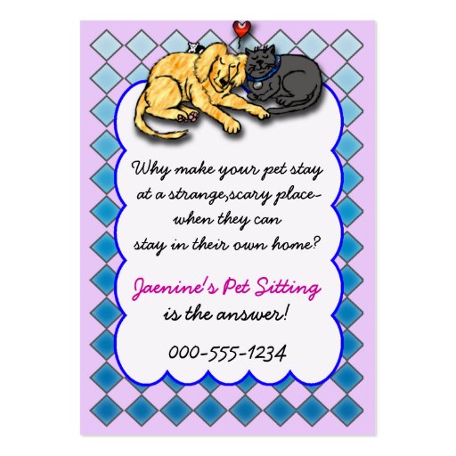 pet sitting service business card templates (front side)