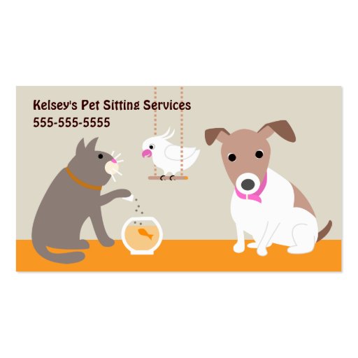 Pet Sitting Services Business Card (front side)