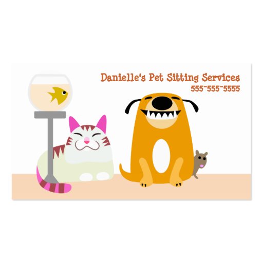 Pet Sitting Services Business Cards (front side)