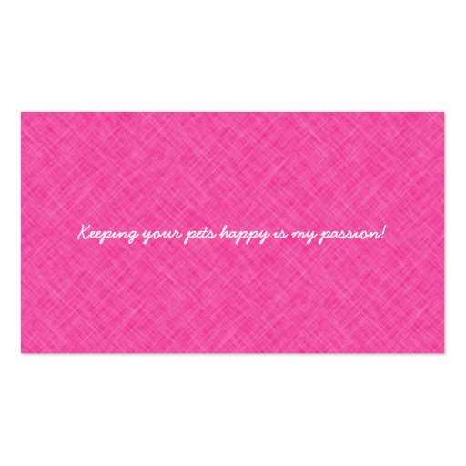 Pet Sitting Yorkie w/ Cat Couch Pink Business Card (back side)