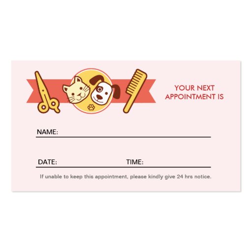 Pet Spa Salon - Appointment Card Business Card (back side)