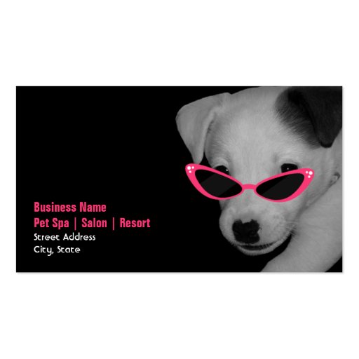 Pet Spa Salon - Dog With Pink Sunglasses Business Cards (front side)