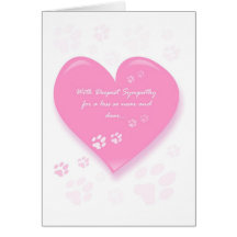 Pet Sympathy Card - Pink Heart & Pawprints