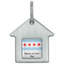 Pet Tag with Flag of Chicago, Illinois State pet tags