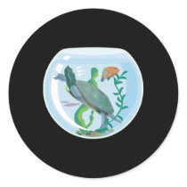 pet turtle in fish bowl stickers