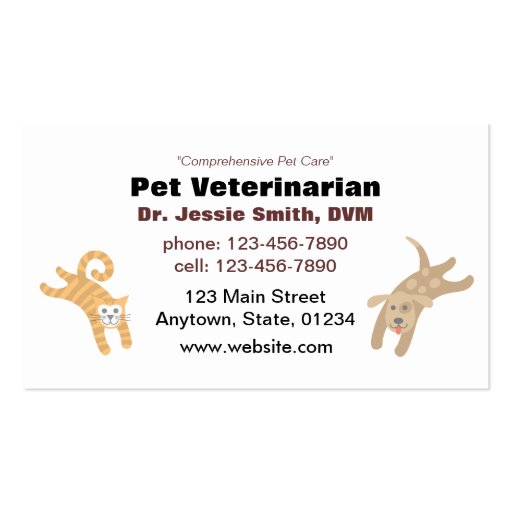Pet Veterinarian/ Pet Care Business Card (back side)