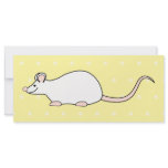 Pet White Mouse. Yellow Polka Dot Background. Custom Rack Cards