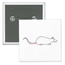 Pet White Rat. Pinback Buttons