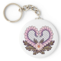 Petal Mesh Heart Pink Keychains