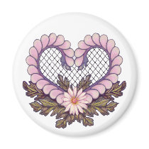 Petal Mesh Heart Pink Fridge Magnets