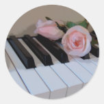 Petal Pink Keys Round Stickers