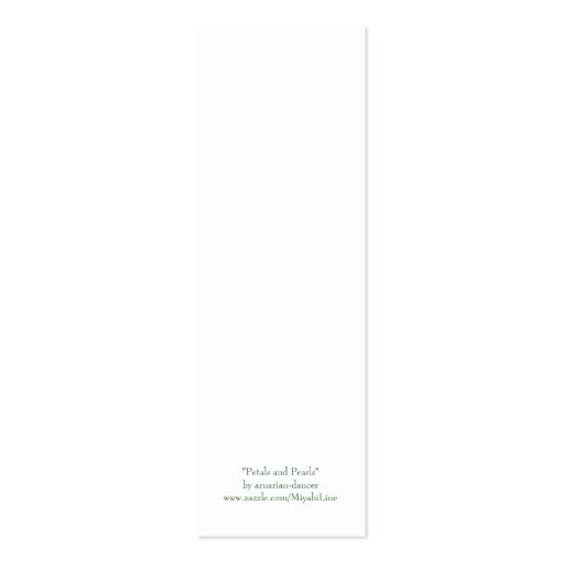 Petals and Pearls Bookmark Business Card Templates (back side)