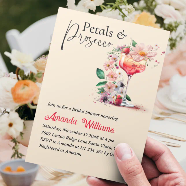 Petals And Prosecco Floral Bridal Shower Brunch Invitation Zazzle