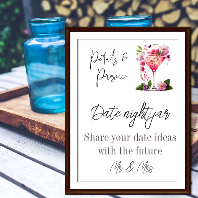 Petals Prosecco Floral Bridal Shower Date Game Poster Zazzle