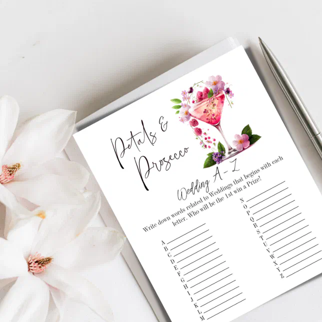 Petals Prosecco Floral Bridal Shower Wedding Game Zazzle