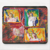 Peter Max style statue of liberty Mousepad