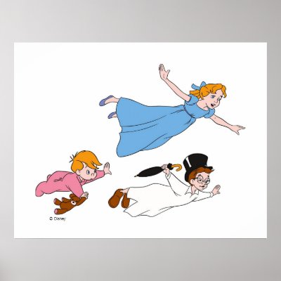 Peter Pan's Wendy, John and Michael Darling Flying posters