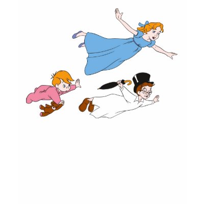 Peter Pan's Wendy, John and Michael Darling Flying t-shirts