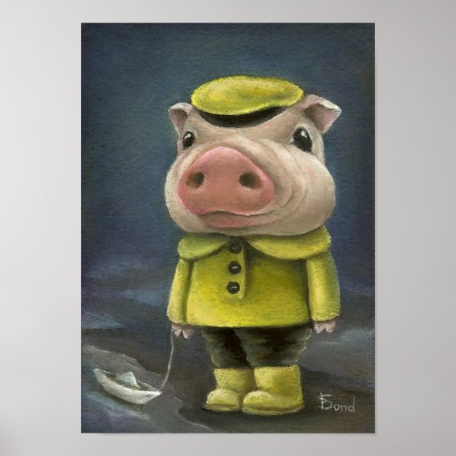 Peter the pig sailing his boat poster