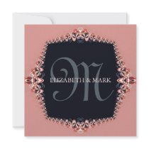 Petite Orchid Pink Monogram Wedding Invitation