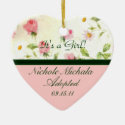 Petite Pink Roses Adoption Announcement Keepsake Ornaments
