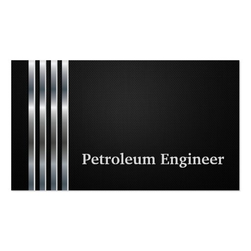 Petroleum Engineer Professional Black Silver Business Card Templates (front side)