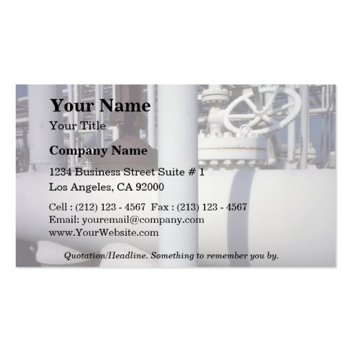Petroleum refinery pipeline business card