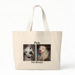 Pets, Not threats tote bag