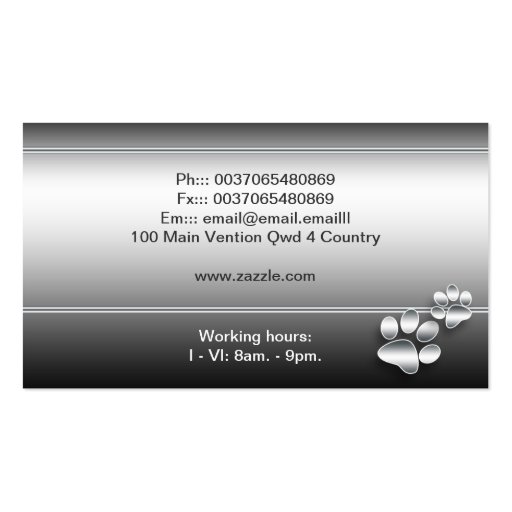 pets pet Care business card (back side)