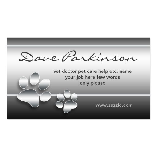 pets pet Care business card (front side)