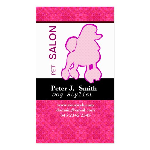 Pets Pink  Purple Poodle Loyalty Punch Card Business Card Template (front side)